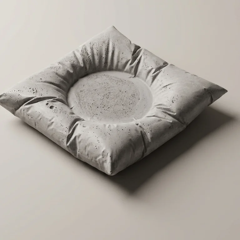 The cement pillow coaster on a warm bone background